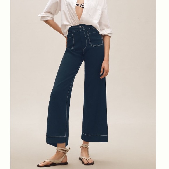 Anthropologie Colette contrast stitch linen pants sz 32 - Picture 3 of 3